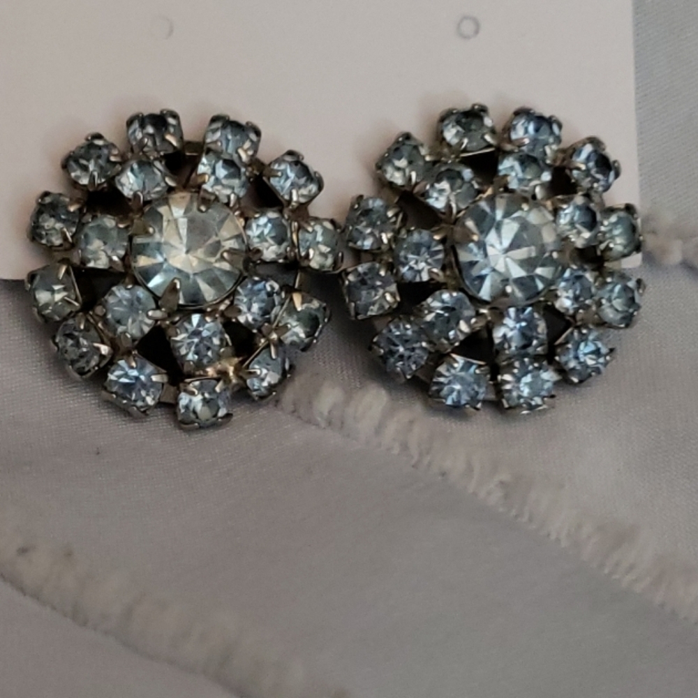 Elegant Chunky Silver Blue Crystal Earrings